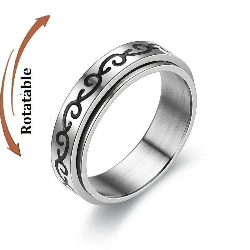 Spinning Anxiety Relaxing Ring With Star And Moon For Women Stainless Steel Rotate Freely Fidget Spinner Rings Bohemia Jewelry - KIMLUD
