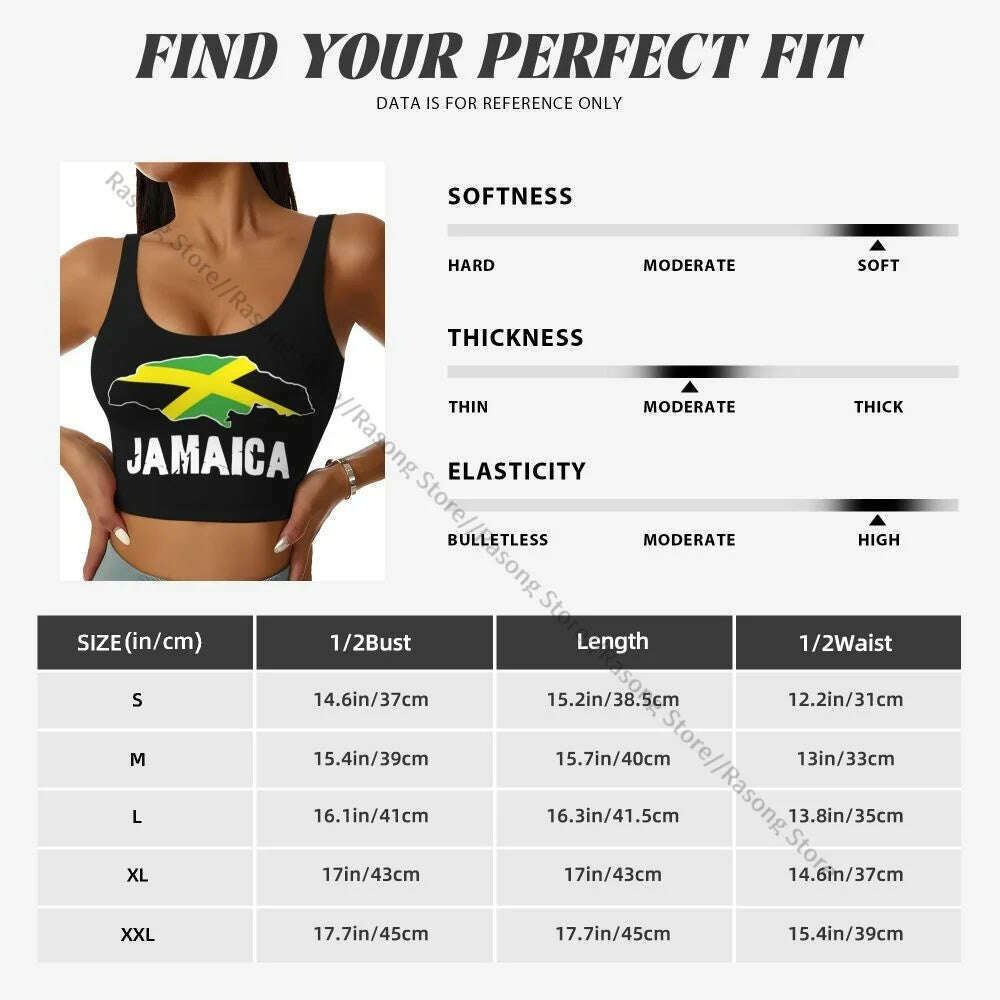 KIMLUD, Sports Bra Women Running Yoga Clothes Vest Jamaica Map Gathering Fitness Vest, KIMLUD Womens Clothes