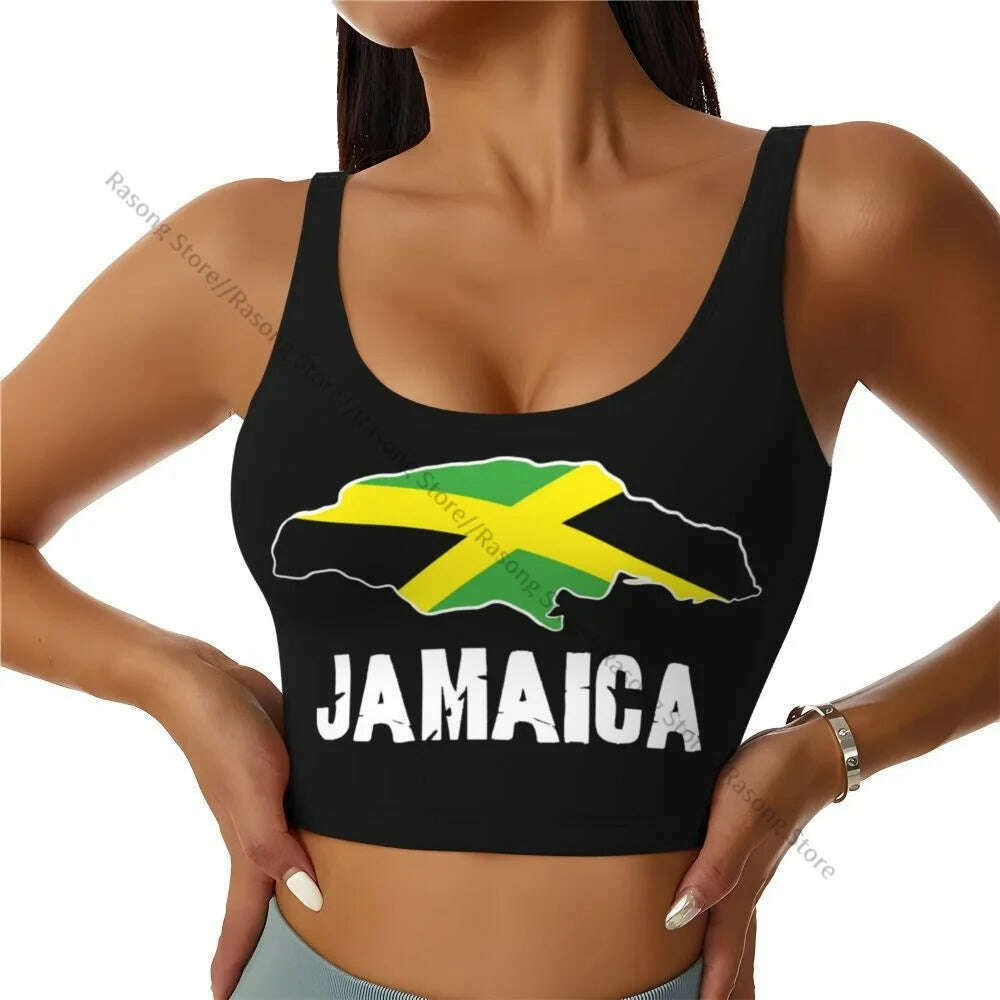 KIMLUD, Sports Bra Women Running Yoga Clothes Vest Jamaica Map Gathering Fitness Vest, KIMLUD Womens Clothes