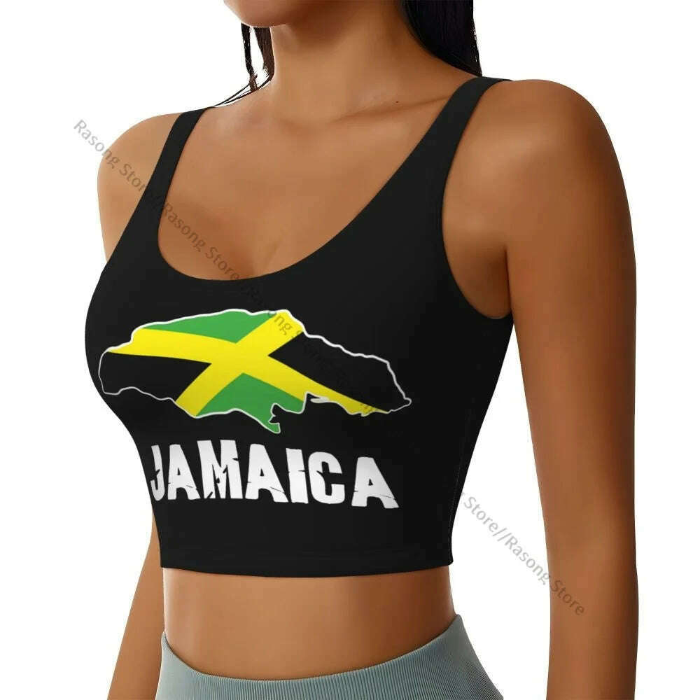 KIMLUD, Sports Bra Women Running Yoga Clothes Vest Jamaica Map Gathering Fitness Vest, KIMLUD Womens Clothes