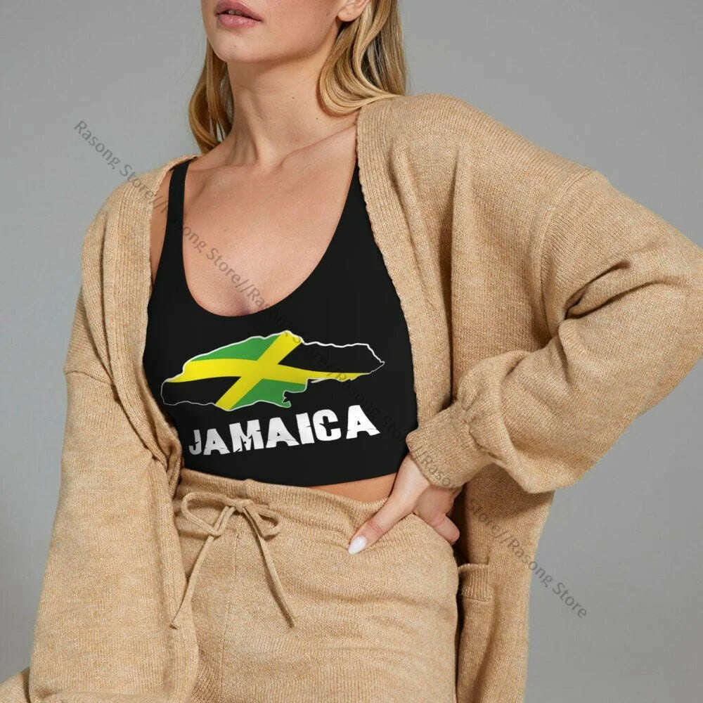 KIMLUD, Sports Bra Women Running Yoga Clothes Vest Jamaica Map Gathering Fitness Vest, KIMLUD Womens Clothes