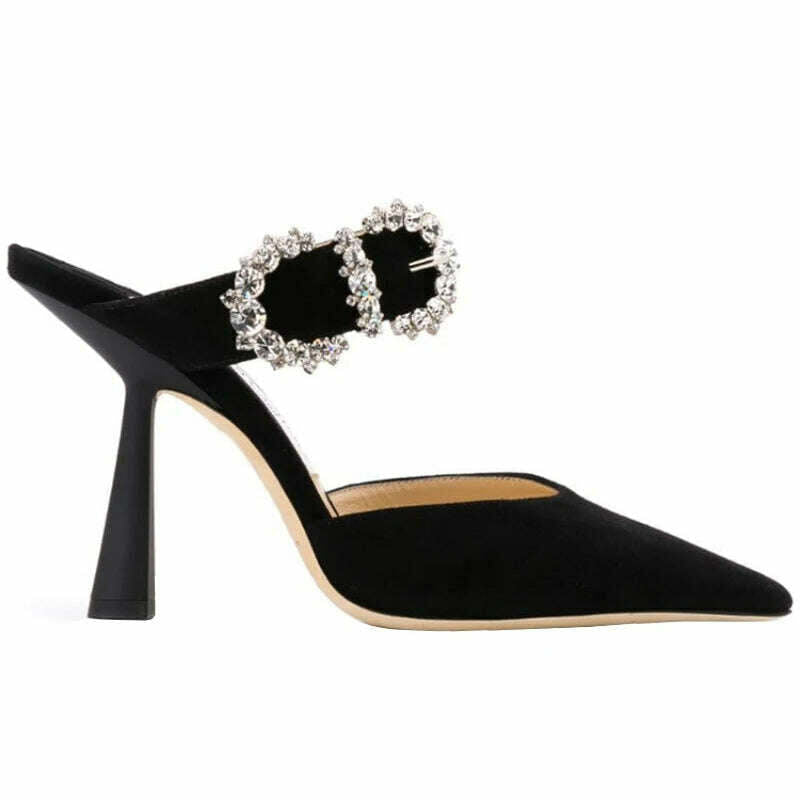 Summer Stiletto Sandals Women High Heels Rhinestone Buckle Pointed Toe Shoes Women High-Heeled Slippers sandalias de las mujeres - KIMLUD