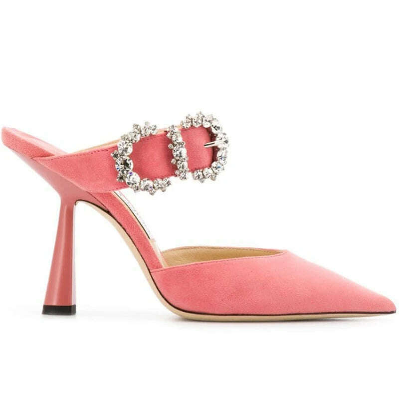 Summer Stiletto Sandals Women High Heels Rhinestone Buckle Pointed Toe Shoes Women High-Heeled Slippers sandalias de las mujeres - KIMLUD