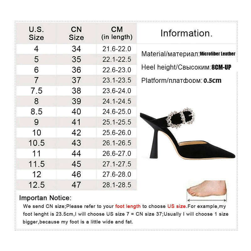 Summer Stiletto Sandals Women High Heels Rhinestone Buckle Pointed Toe Shoes Women High-Heeled Slippers sandalias de las mujeres - KIMLUD