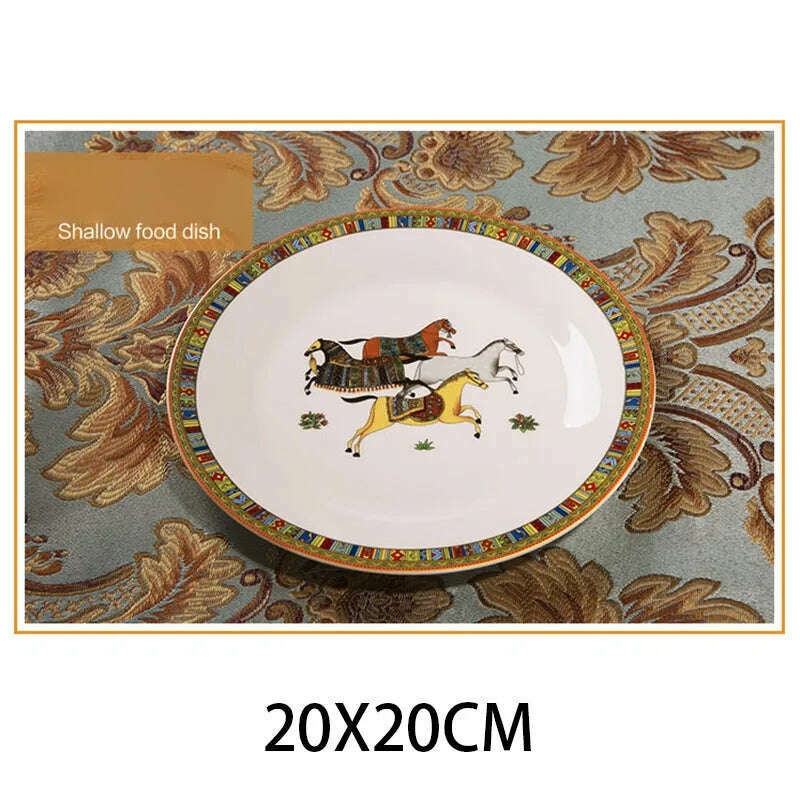 KIMLUD, Super DIY China Bowl Dish & Plate Korean Tableware Set High-End Ceramic Works European-Style Phnom Penh Home Gift Flatware Set, 20X20CM-2, KIMLUD Womens Clothes