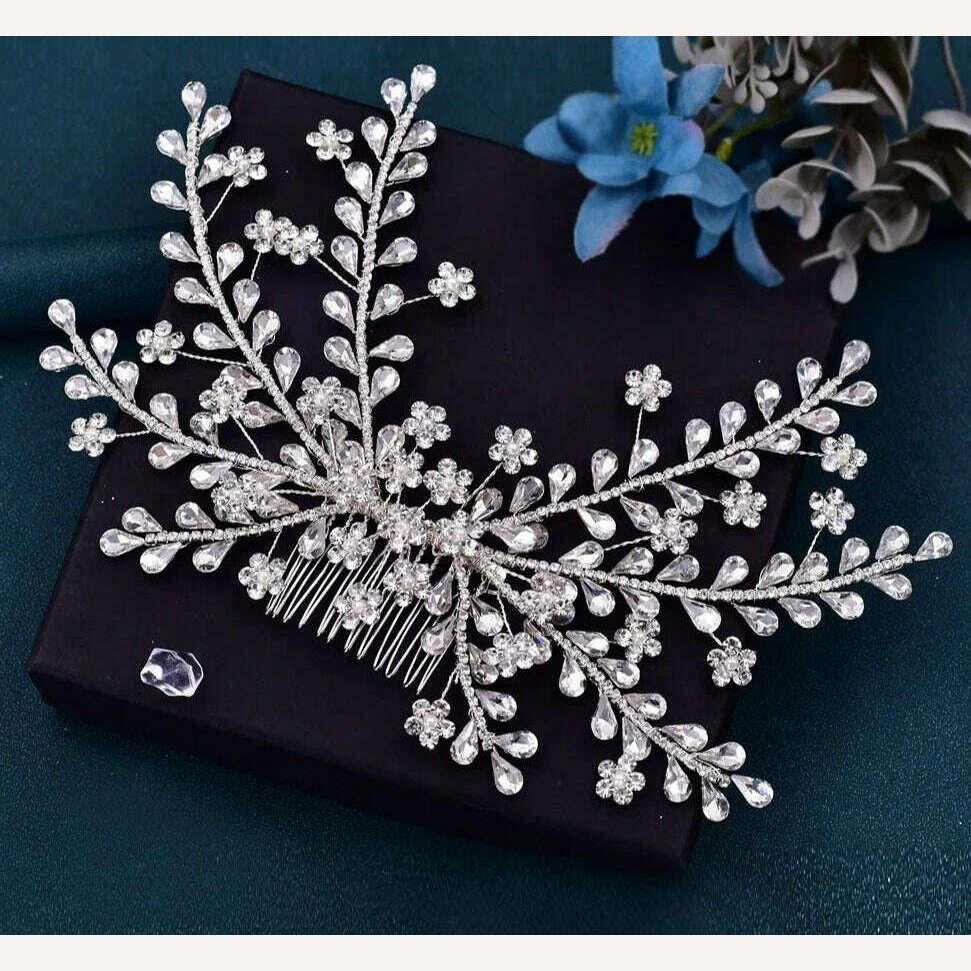 TOPQUEEN HP135 Wedding Hair Comb Bridal Hair Ornaments Crystal Pearl Beaded Hair Clip Hair Accessories Handmade Women Tiara - KIMLUD
