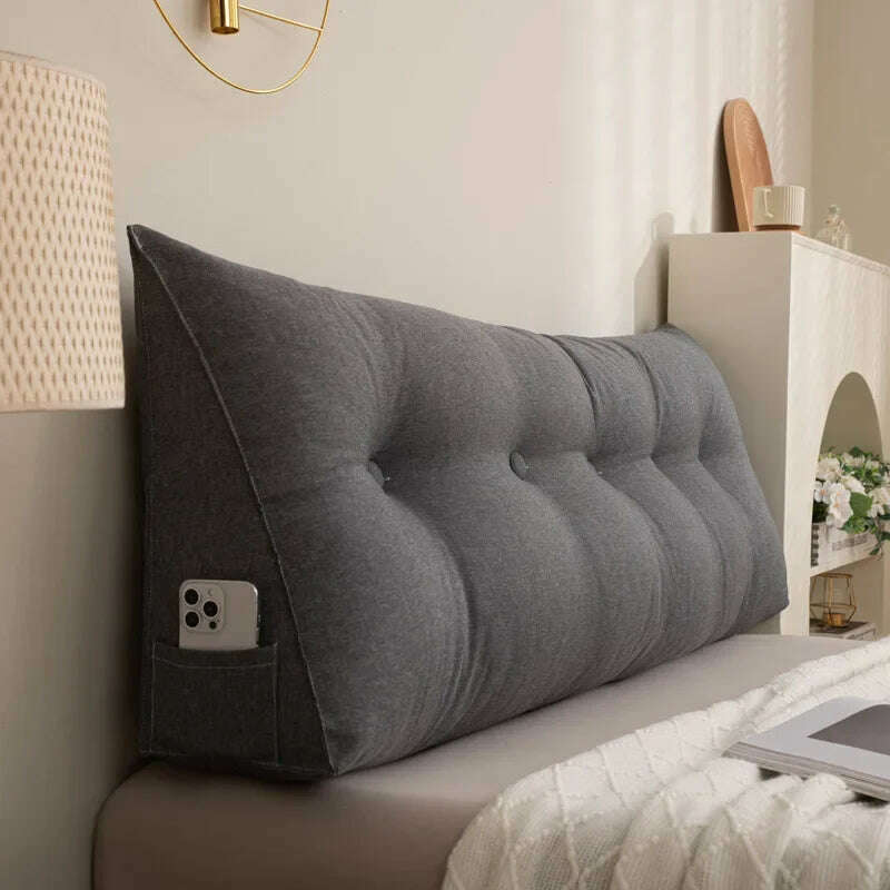KIMLUD, Triangle Cushion Sofa Waist Cushion Tatami Triangle Cushion Waist Pillow Cushions Home Headboard Pillow with Removable Cover, Dark Grey / 80x50x20cm, KIMLUD APPAREL - Womens Clothes