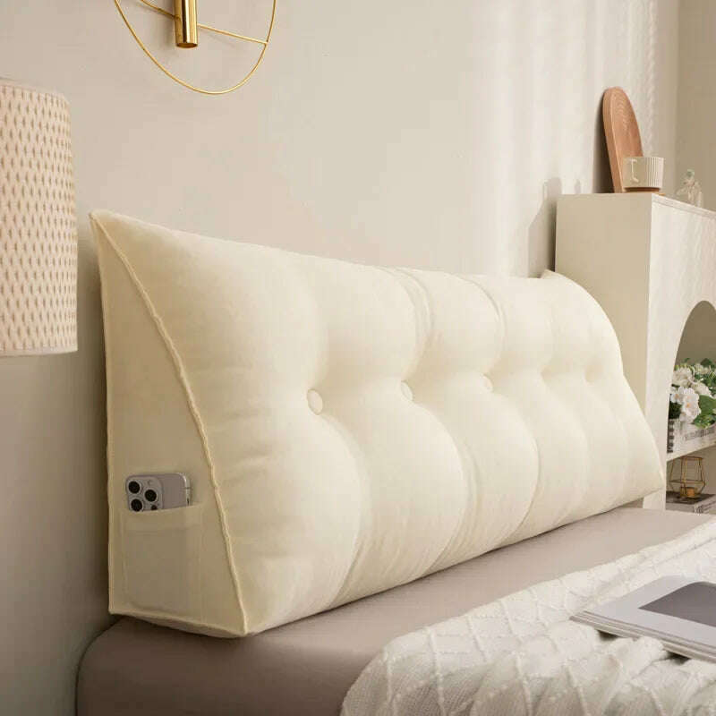 KIMLUD, Triangle Cushion Sofa Waist Cushion Tatami Triangle Cushion Waist Pillow Cushions Home Headboard Pillow with Removable Cover, Beige / 80x50x20cm, KIMLUD APPAREL - Womens Clothes