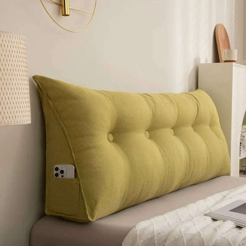 KIMLUD, Triangle Cushion Sofa Waist Cushion Tatami Triangle Cushion Waist Pillow Cushions Home Headboard Pillow with Removable Cover, Yellow / 120x50x20cm, KIMLUD APPAREL - Womens Clothes