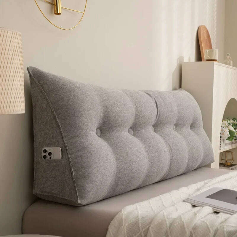 KIMLUD, Triangle Cushion Sofa Waist Cushion Tatami Triangle Cushion Waist Pillow Cushions Home Headboard Pillow with Removable Cover, Grey / 80x50x20cm, KIMLUD APPAREL - Womens Clothes