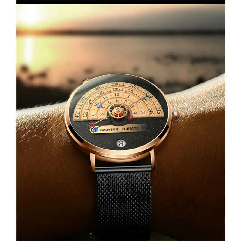 KIMLUD, Unusual Creativity Fashion Casual Sport Watches Men Silver Mesh Band Auto Date Quartz Wristwatches Men Relogio Masculino 2023, KIMLUD Womens Clothes