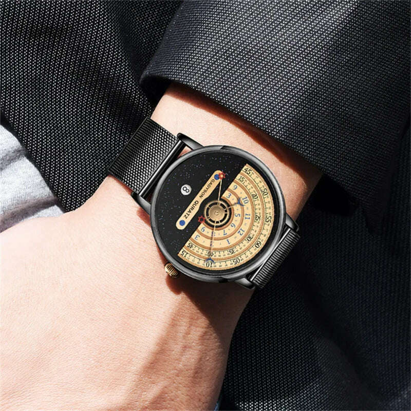 KIMLUD, Unusual Creativity Fashion Casual Sport Watches Men Silver Mesh Band Auto Date Quartz Wristwatches Men Relogio Masculino 2023, KIMLUD Womens Clothes