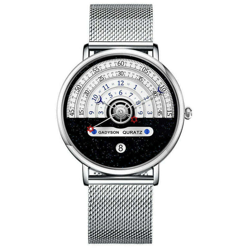 KIMLUD, Unusual Creativity Fashion Casual Sport Watches Men Silver Mesh Band Auto Date Quartz Wristwatches Men Relogio Masculino 2023, Silver / CHINA, KIMLUD APPAREL - Womens Clothes