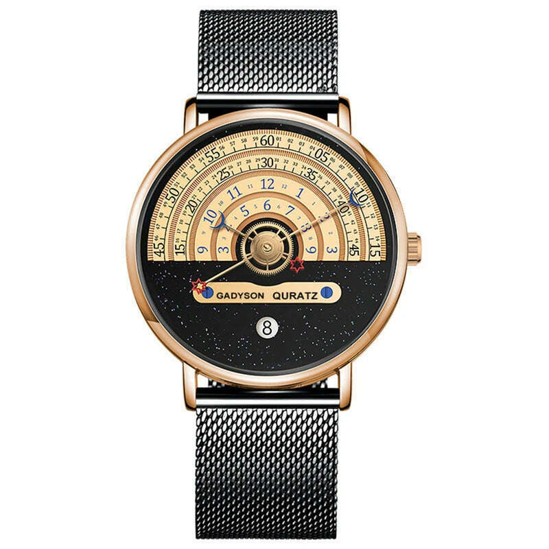 KIMLUD, Unusual Creativity Fashion Casual Sport Watches Men Silver Mesh Band Auto Date Quartz Wristwatches Men Relogio Masculino 2023, Rose / CHINA, KIMLUD APPAREL - Womens Clothes