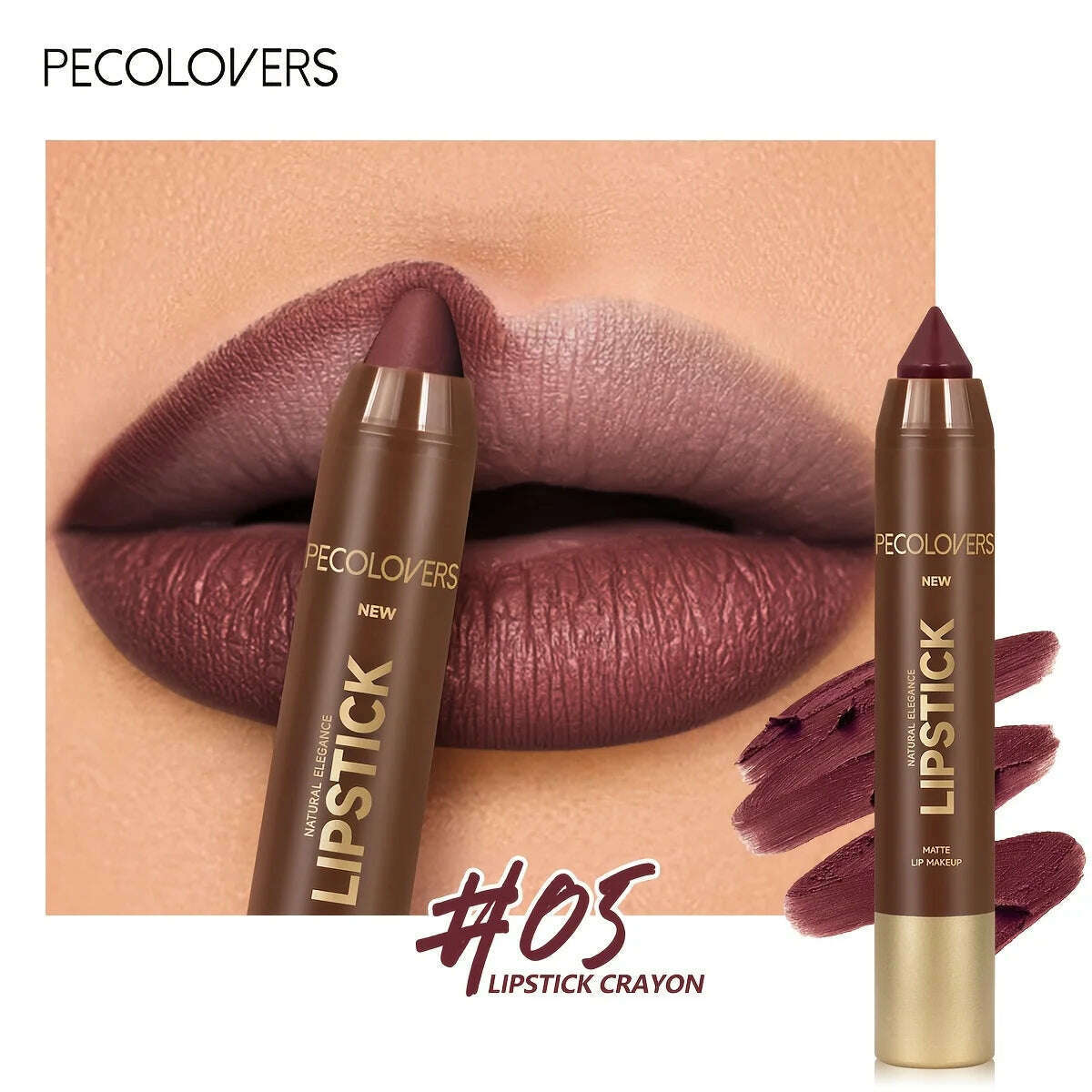 KIMLUD, Velvet Lip Liner Crayon, Matte Tapered Gradient Lipstick Pen, Waterproof Non-Sticky Contouring Lip Makeup, Mixed Color System, 05, KIMLUD APPAREL - Womens Clothes