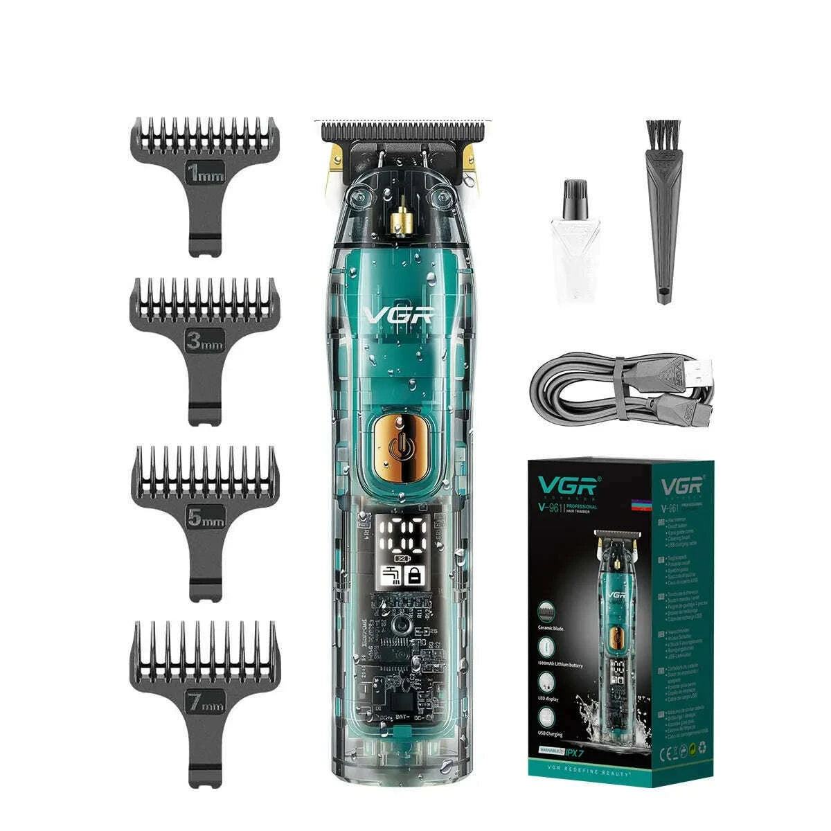 VGR Hair Trimmer Cordless Hair Cutting Machine Electric Hair Clipper Barber Haircut IPX7 Waterproof Zero Cutting Machine V-961 - KIMLUD