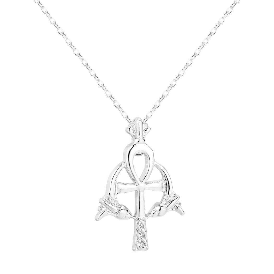 Viking Crystal EYE Cross Ankh Necklace For Women Men Amulet Religion Punk Vintage Jewelry Evil Eye Golden Chains Necklaces - KIMLUD