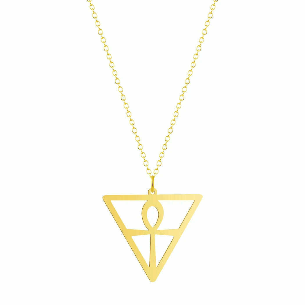 Viking Crystal EYE Cross Ankh Necklace For Women Men Amulet Religion Punk Vintage Jewelry Evil Eye Golden Chains Necklaces - KIMLUD