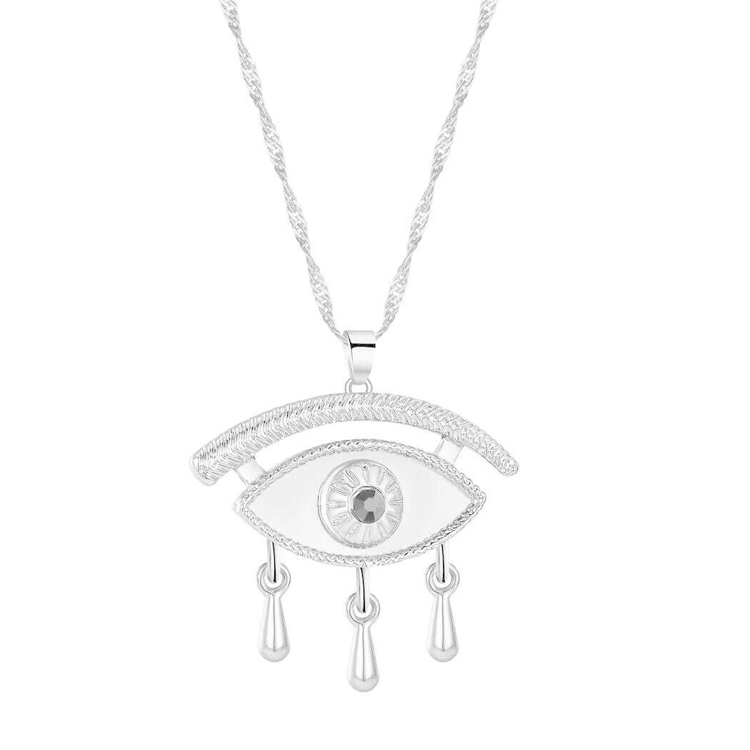 Viking Crystal EYE Cross Ankh Necklace For Women Men Amulet Religion Punk Vintage Jewelry Evil Eye Golden Chains Necklaces - KIMLUD