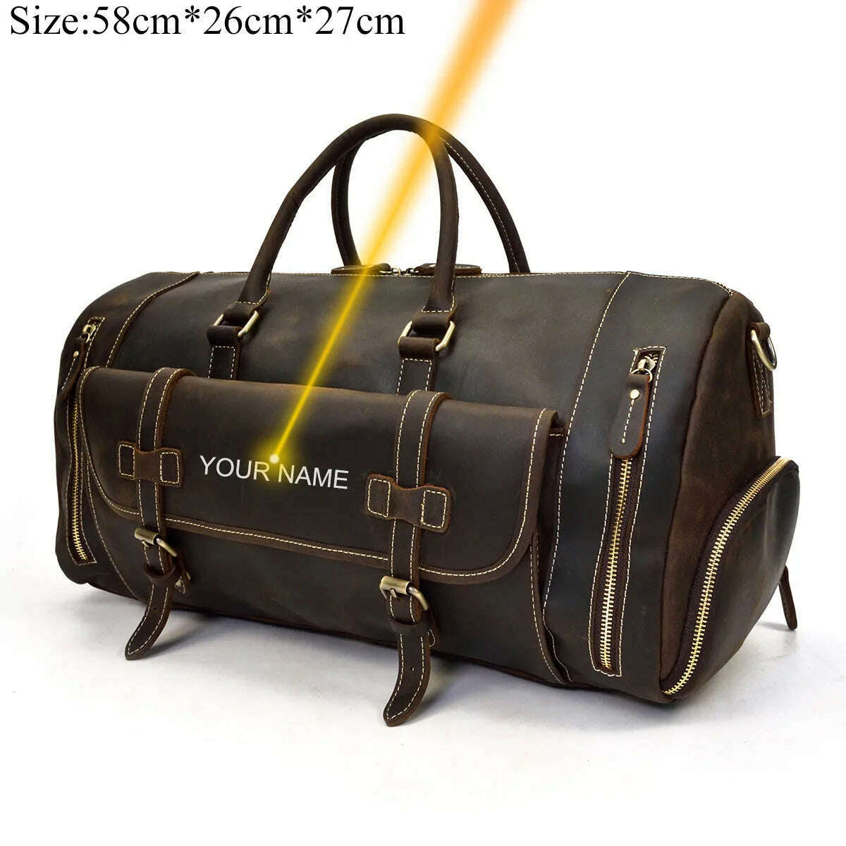 Vintage Crazy Horse leather Travel Bag With Shoe Pocket 20 inch big capacity Real Leather Weekend luuage Bag large Messenger Bag - KIMLUD