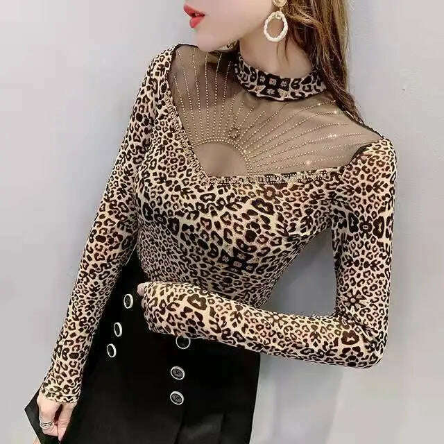 Vintage Gothic Female T-shirts Lantern Sleeve Turtle Neck Women Lace Shirt Autumn Female Tshirt Patchwork Grunge Aesthetic Tops - KIMLUD