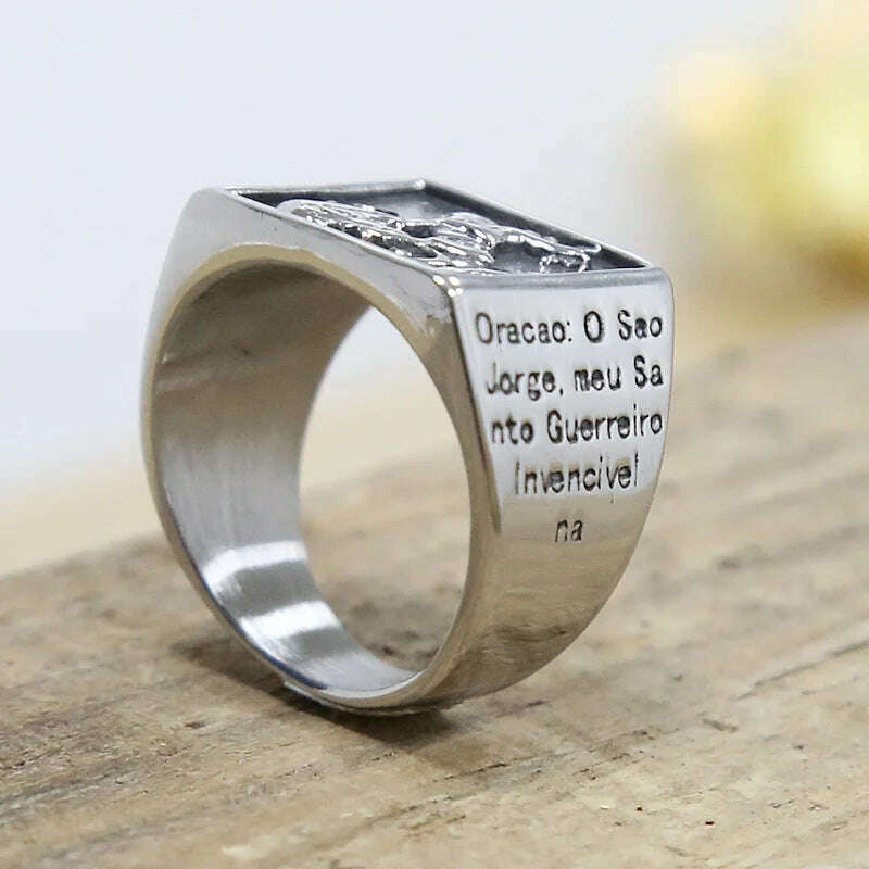 Vintage Stainless Steel Paladin Signet Ring Men's Roman Soldier Knight Punk Biker Rings For Men Fashion Jewelry Gift - KIMLUD