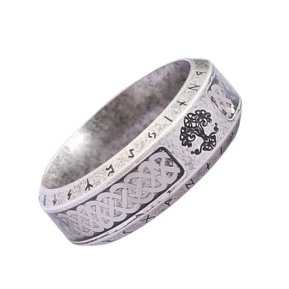 Vintage Viking Stainless Steel Tree Of Life Ring For Men Fashion Nordic Celtic Knot Ring Amulet Jewelry Gifts Dropshipping - KIMLUD