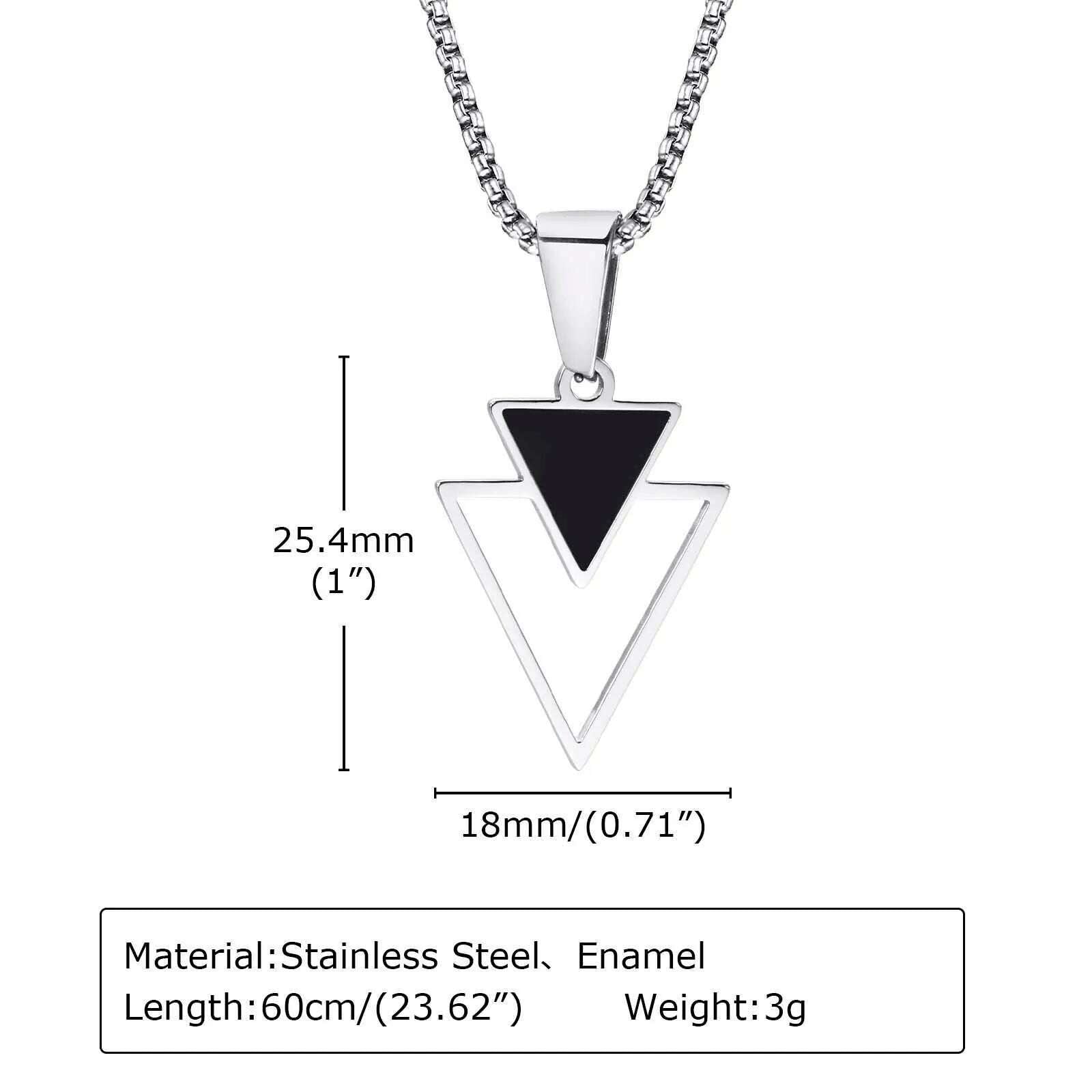 Vnox New Fashion Triangle Pendant Necklace for Men Boys, Minimalist Stainless Steel Hollow Geometric Collar Male Jewelry Gift - KIMLUD