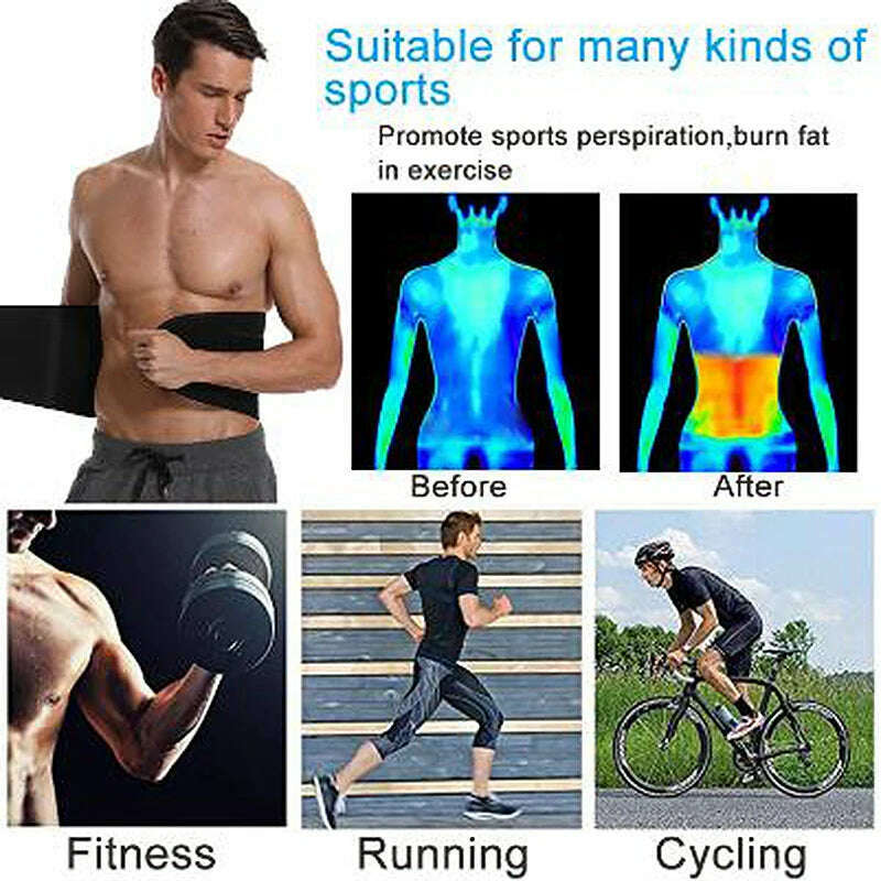 KIMLUD, Waist Trimmer Belt Slim Men Body Shaper Cinchers Tummy Control Neoprene Sweat Wrap for Stomach and Back Lumbar Support, KIMLUD Womens Clothes