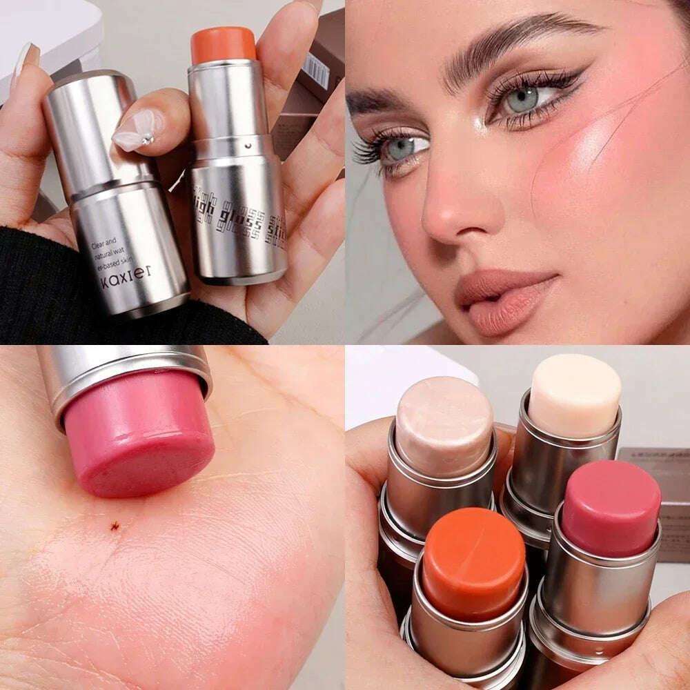 Water Light Shimmer Highlighter Blush Stick Waterproof Face Contour Illuminator Lasting Brighten Face Contouring Rouge Cosmetics - KIMLUD
