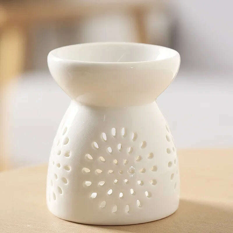 Wax Melt Essential Oil Burner, Ceramic Aroma Burners Diffuser Holder Aromatherapy Tarts Assorted Wax Scented Candle Warmer - KIMLUD