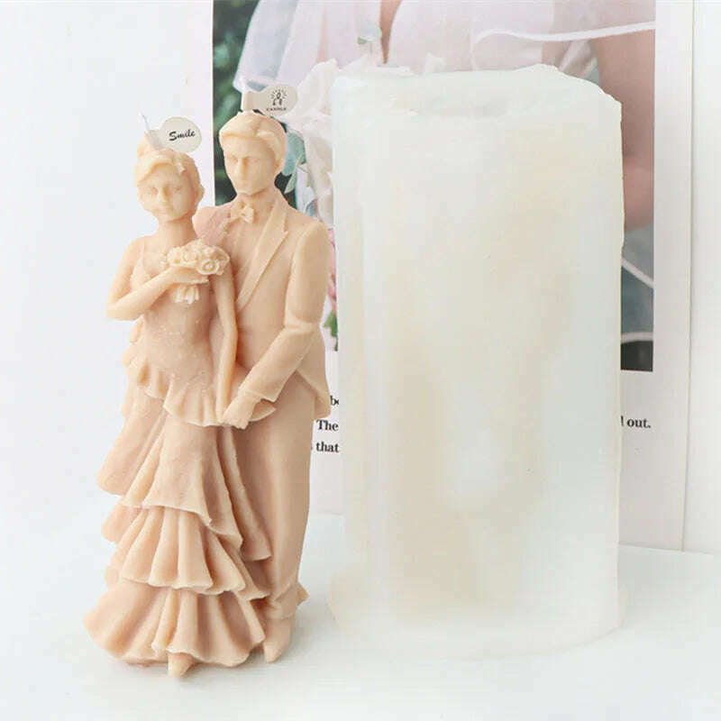 Wedding Ceremony Candle Silicone Mold Bride and groom Sweet Companion DIY Scented Candle Gypsum Mould Valentine's Day Decor Gift - KIMLUD