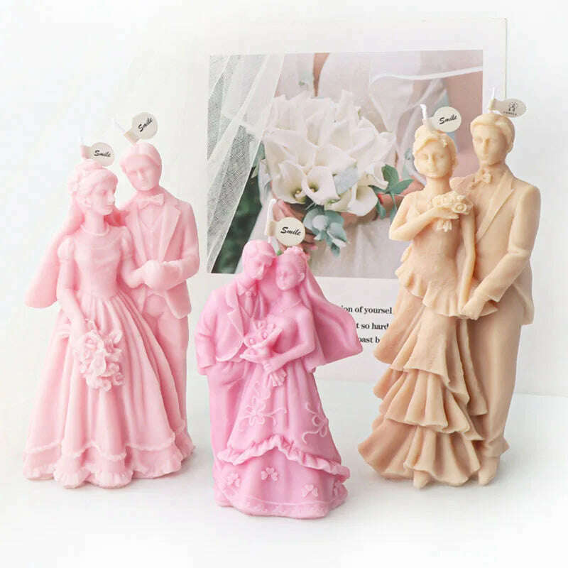Wedding Ceremony Candle Silicone Mold Bride and groom Sweet Companion DIY Scented Candle Gypsum Mould Valentine's Day Decor Gift - KIMLUD