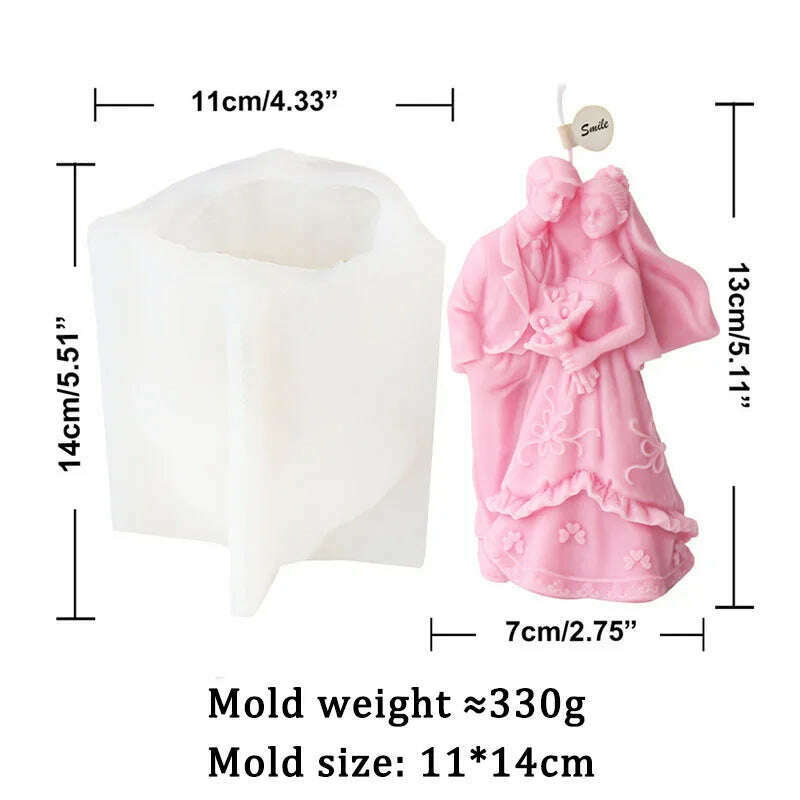 Wedding Ceremony Candle Silicone Mold Bride and groom Sweet Companion DIY Scented Candle Gypsum Mould Valentine's Day Decor Gift - KIMLUD