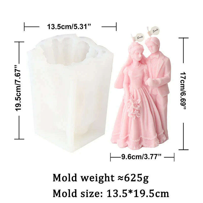 Wedding Ceremony Candle Silicone Mold Bride and groom Sweet Companion DIY Scented Candle Gypsum Mould Valentine's Day Decor Gift - KIMLUD