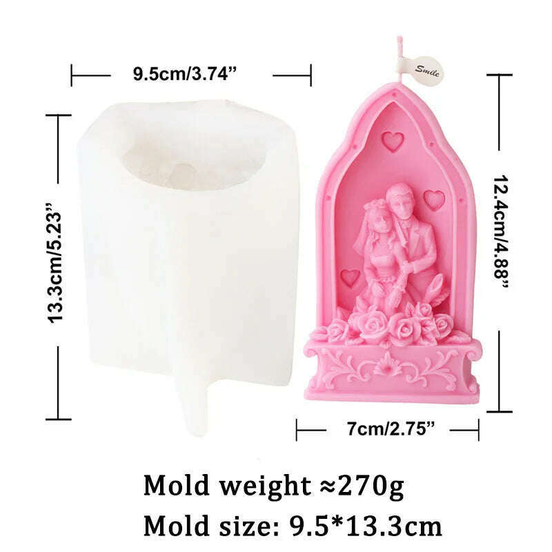 Wedding Ceremony Candle Silicone Mold Bride and groom Sweet Companion DIY Scented Candle Gypsum Mould Valentine's Day Decor Gift - KIMLUD