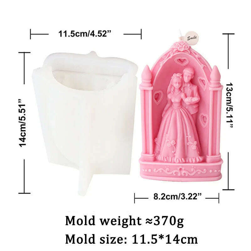 Wedding Ceremony Candle Silicone Mold Bride and groom Sweet Companion DIY Scented Candle Gypsum Mould Valentine's Day Decor Gift - KIMLUD