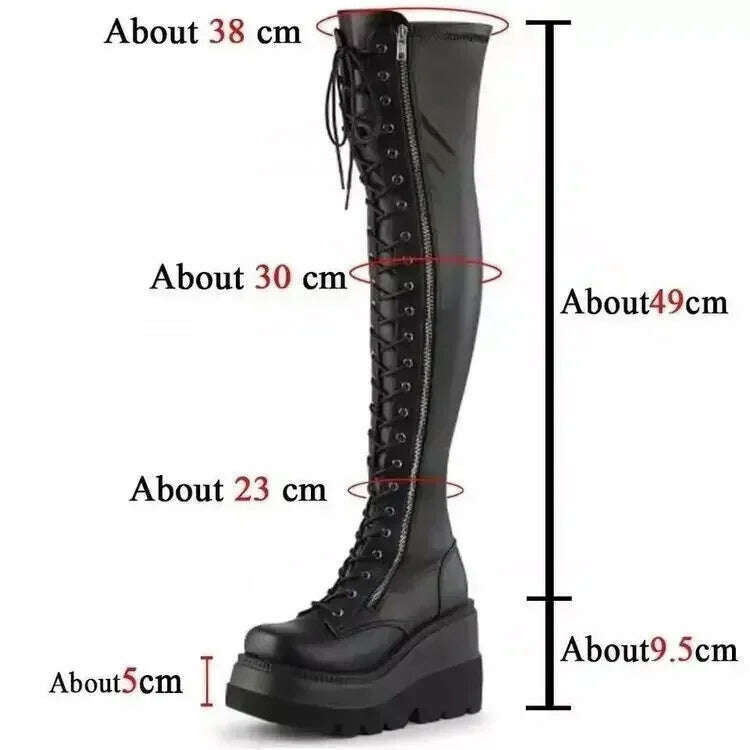 Wedges Long Boots for Women Autumn Winter Over-the-knee Boots Cosplay High Platform Women Boots New High Heel Gothic Botas Altas - KIMLUD