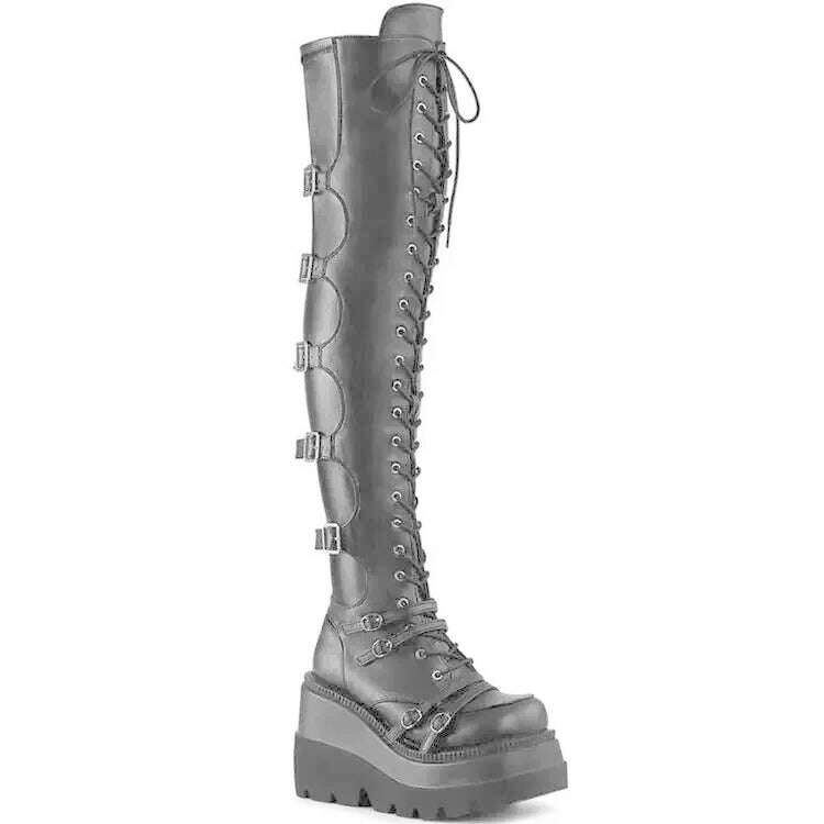 Wedges Long Boots for Women Autumn Winter Over-the-knee Boots Cosplay High Platform Women Boots New High Heel Gothic Botas Altas - KIMLUD