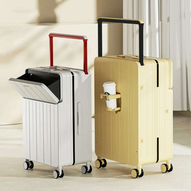 KIMLUD, Wide pull rod suitcase 20"22"24"26 Inch multifunctional pull rod box front opening password travel luggage boarding Travel box, KIMLUD Womens Clothes