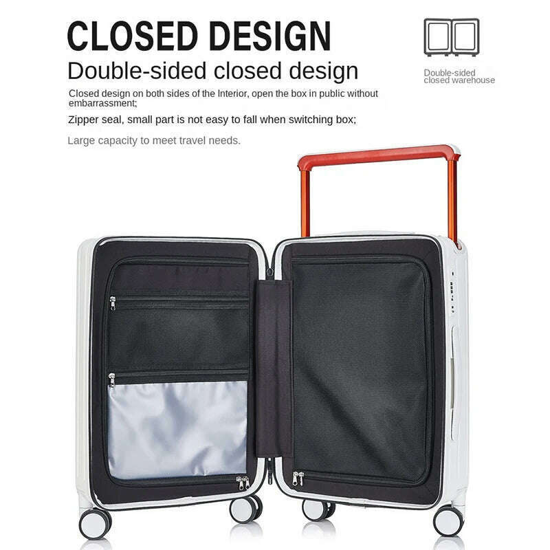 KIMLUD, Wide pull rod suitcase 20"22"24"26 Inch multifunctional pull rod box front opening password travel luggage boarding Travel box, KIMLUD Womens Clothes