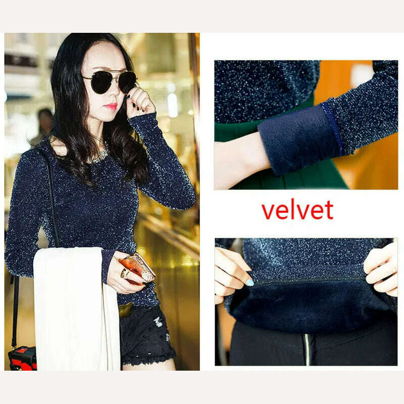 Winter Autumn Thick Warm Women Elegant Lace Blouses Shirts Lady Casual Long Sleeve Turtleneck Collar Lace Blusas Tops DF2013 - KIMLUD