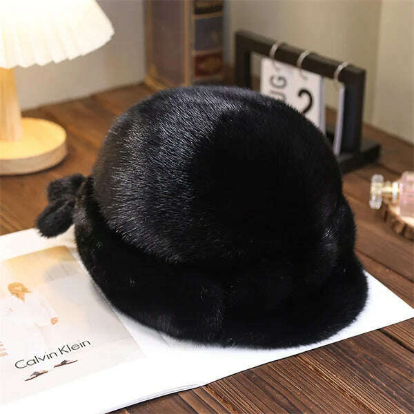 Winter Hat Women Russian Mink Fur Hat Women Outdoor Winter Hat Earmuff Ski Cap Winter Hat Woman Keep Warm Ladies Fur Hat - KIMLUD