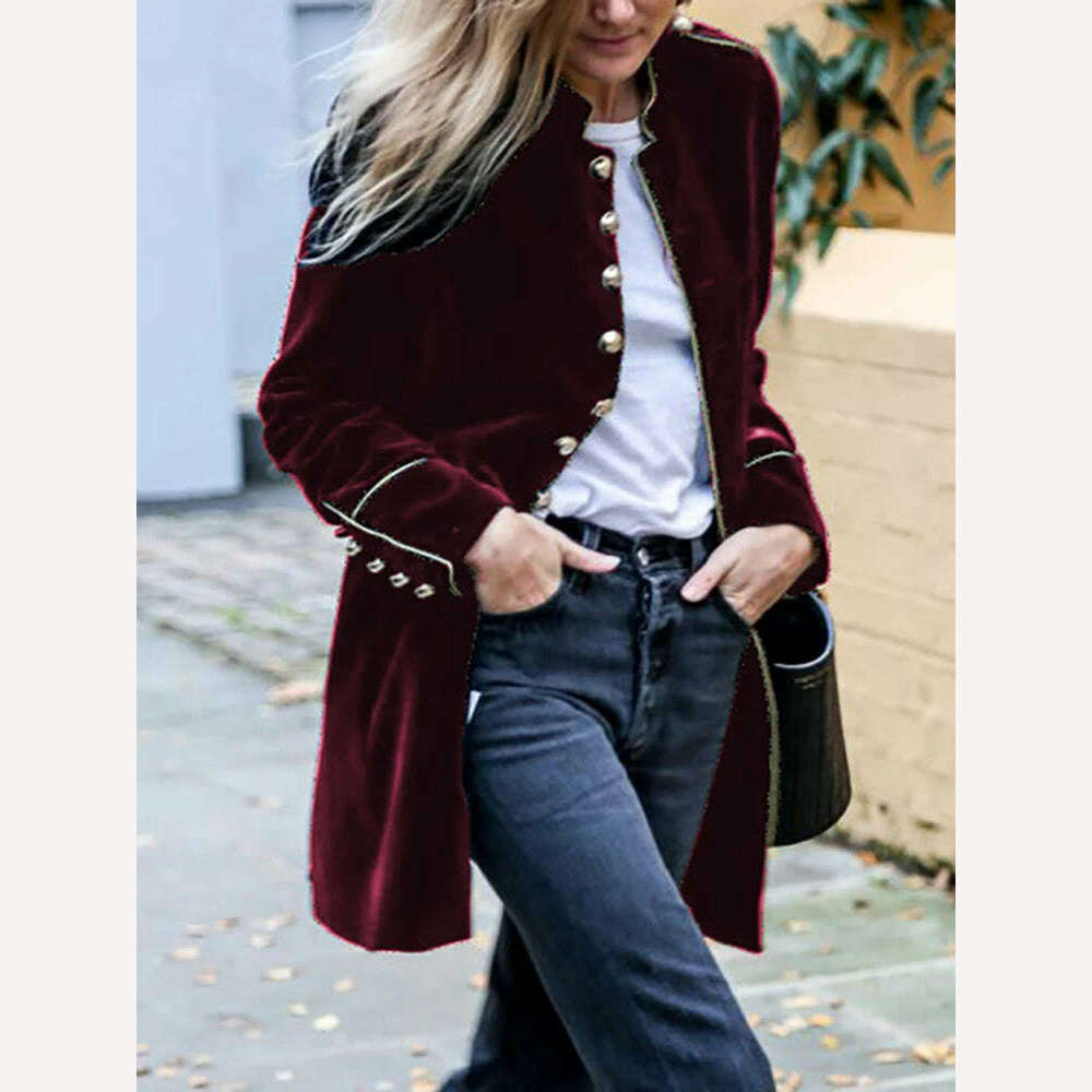 Women Autumn Winter Warm Velvet Jackets Female Streetwear Loose Casual Long Sleeve Coat Patchwork Multiple Buttons Solid Outwear - KIMLUD