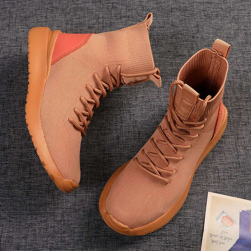 Women Boots Over the Knee Socks Shoes 2020 New Female Fashion Flat Shoes Autumn Winter long Boot for Women Body Shaping Sneakers - KIMLUD