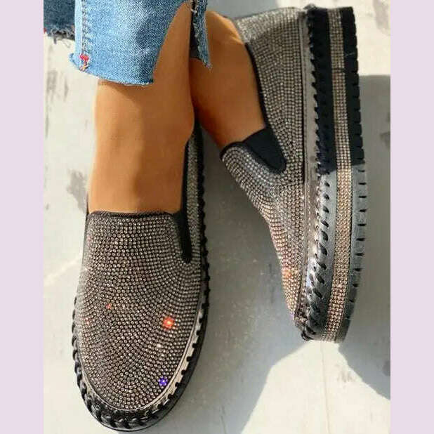 KIMLUD, Women Casual Shoes New Fashion Wedge Flat Shoes Slip On Lace Up Comfortable Ladies Sneakers Female Vulcanized Shoes 2021, KIMLUD Womens Clothes