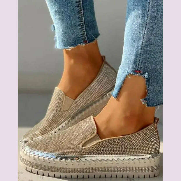 KIMLUD, Women Casual Shoes New Fashion Wedge Flat Shoes Slip On Lace Up Comfortable Ladies Sneakers Female Vulcanized Shoes 2021, KIMLUD Womens Clothes