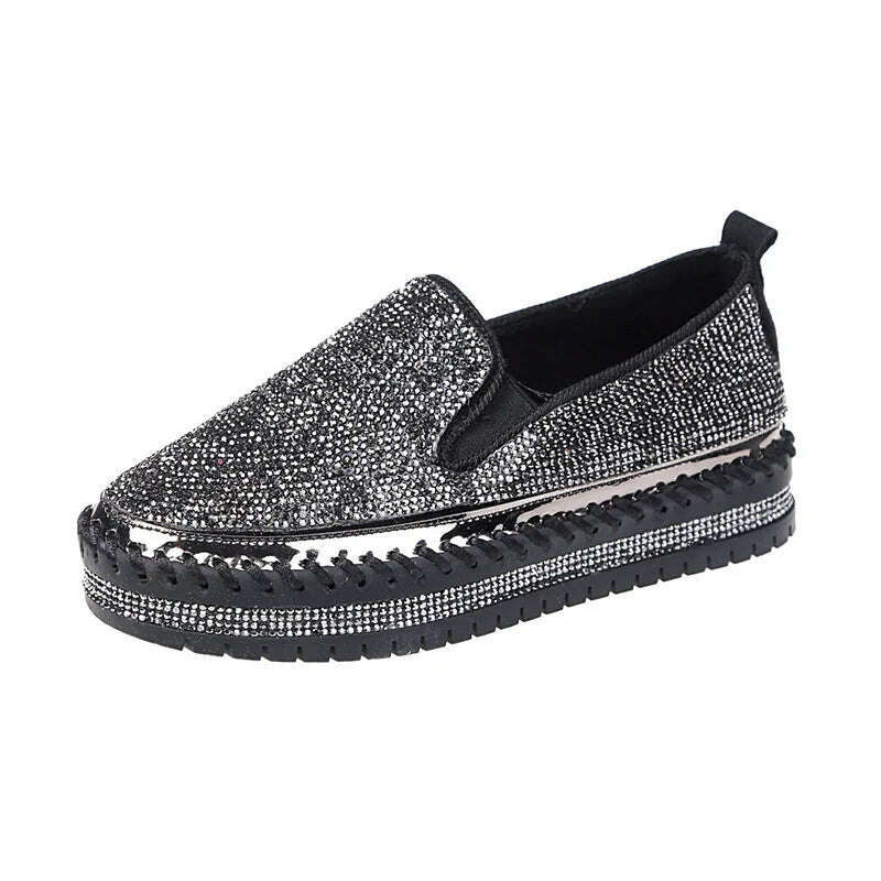 KIMLUD, Women Casual Shoes New Fashion Wedge Flat Shoes Slip On Lace Up Comfortable Ladies Sneakers Female Vulcanized Shoes 2021, Black / 4, KIMLUD APPAREL - Womens Clothes