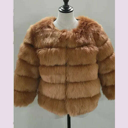 Women Faux Fur Coat Autumn Winter High Quality Fluffy Short Coat Faux Fur Jacket Ladies furry Fashion Tops - KIMLUD