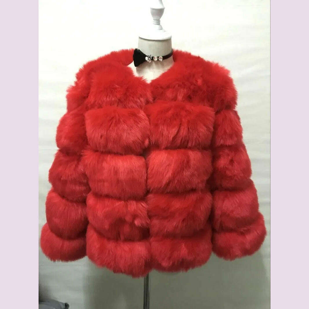 Women Faux Fur Coat Autumn Winter High Quality Fluffy Short Coat Faux Fur Jacket Ladies furry Fashion Tops - KIMLUD